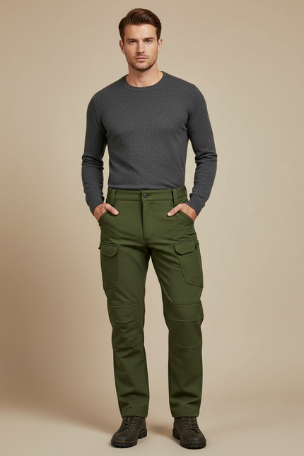 Pantalon Cargo Vert Militaire - Kaki Toile