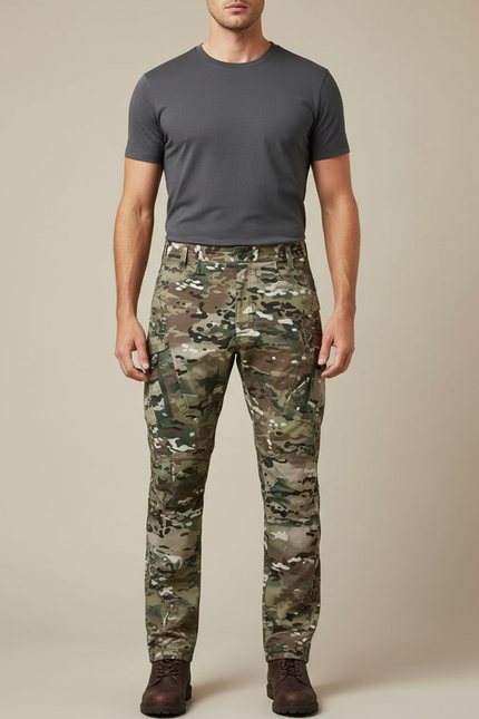 Pantalon Cargo Camouflage Militaire Tactique Homme Multipoches - Multicolore Toile