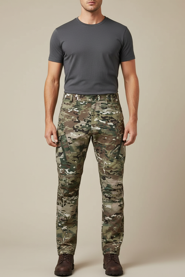Pantalon Cargo Camouflage Militaire Tactique Homme Multipoches - Multicolore Toile