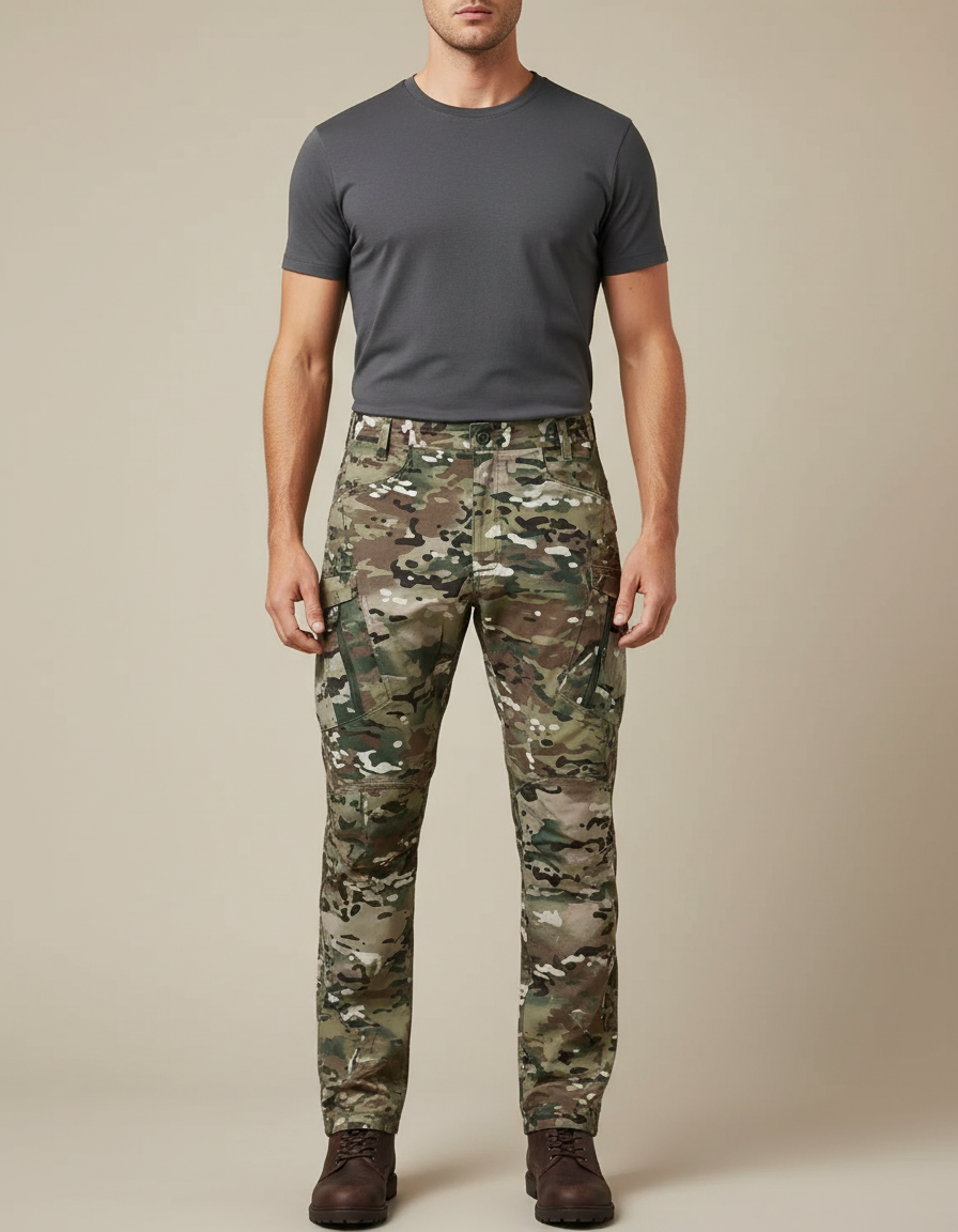Pantalon Cargo Camouflage Militaire Tactique Homme Multipoches - Multicolore Toile