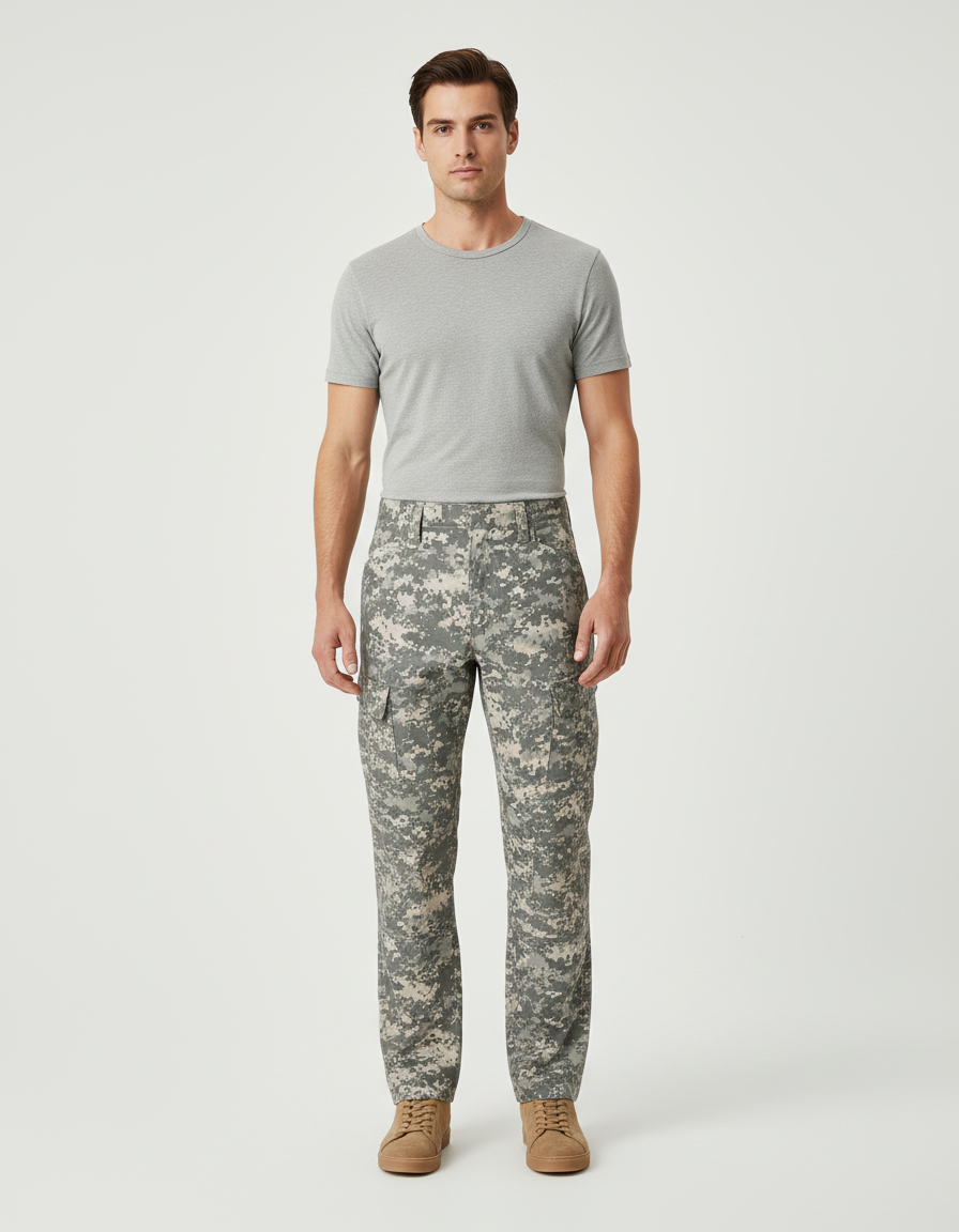 Pantalon Cargo Camouflage Militaire Décontracté Homme Multipoches - Multicolore Toile