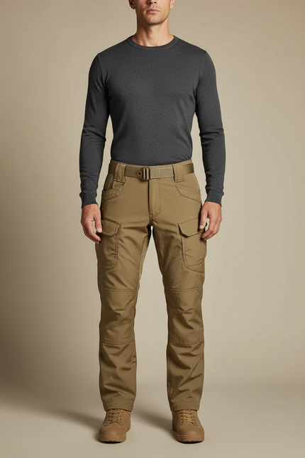 Pantalon Cargo Kaki Tactique Multipoches Résistant Homme - Polyester