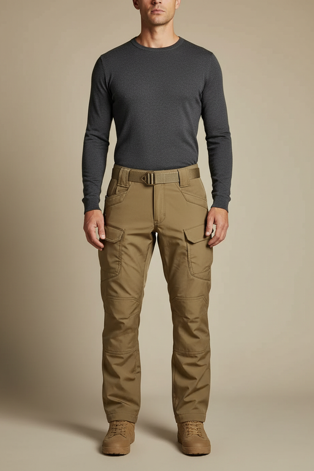 Pantalon Cargo Kaki Tactique Multipoches Résistant Homme - Polyester