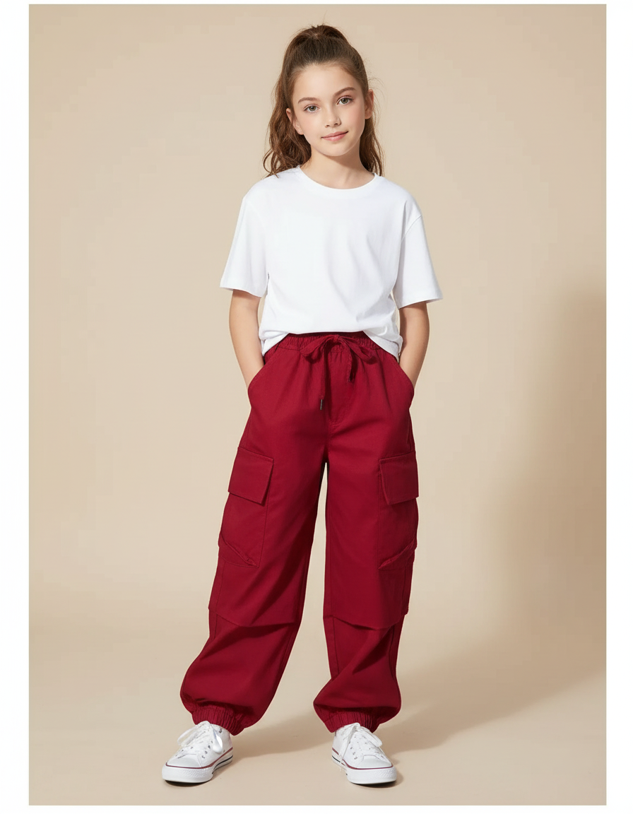 Pantalon Cargo Bordeaux - Gabardine