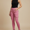 Pantalon Cargo Rose Slim Multipoches Femme Élégant - Polyester
