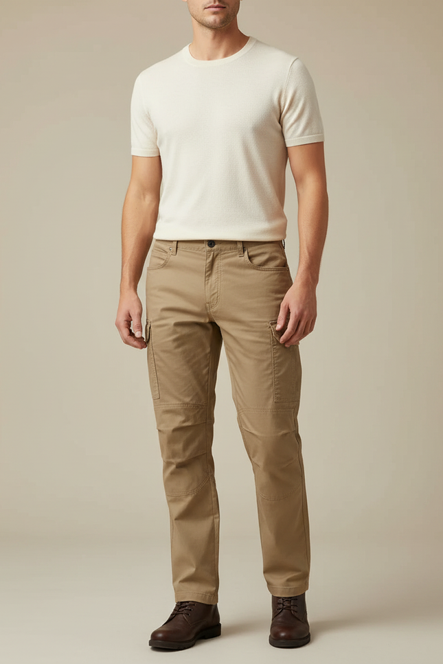 Pantalon Cargo Kaki Homme Coton Multi-Poches Décontracté
