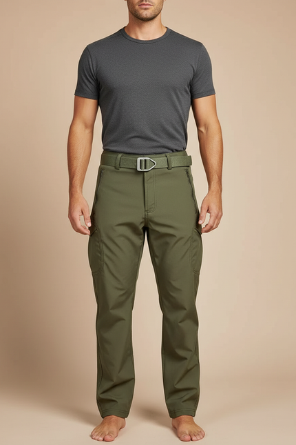 Pantalon Cargo Vert Militaire Sportif Multipoches Homme - Kaki Polyester