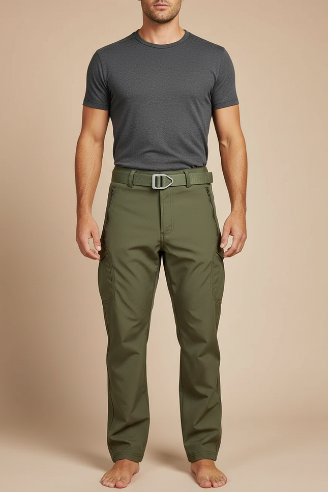 Pantalon Cargo Vert Militaire Sportif Multipoches Homme - Kaki Polyester
