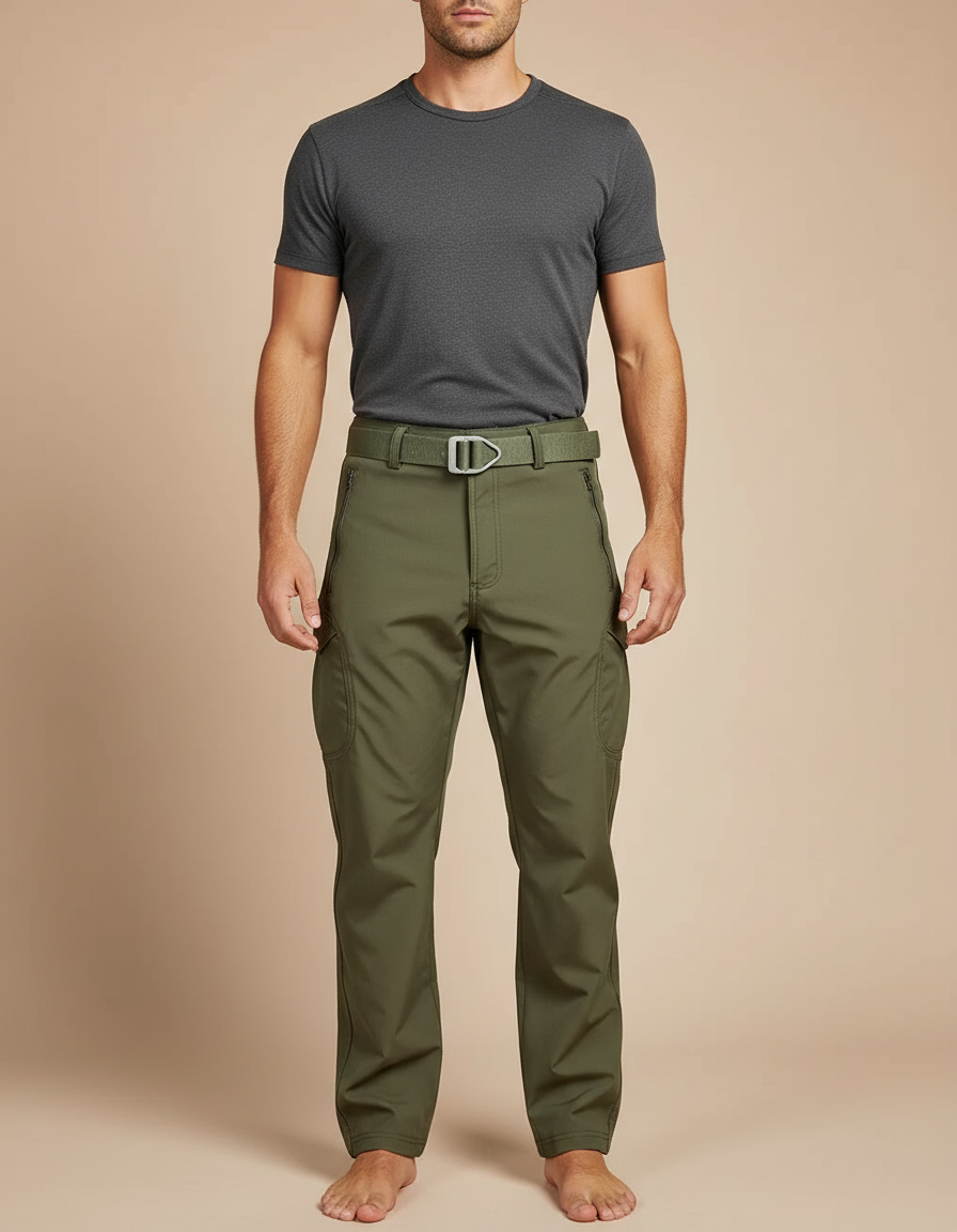 Pantalon Cargo Vert Militaire Sportif Multipoches Homme - Kaki Polyester