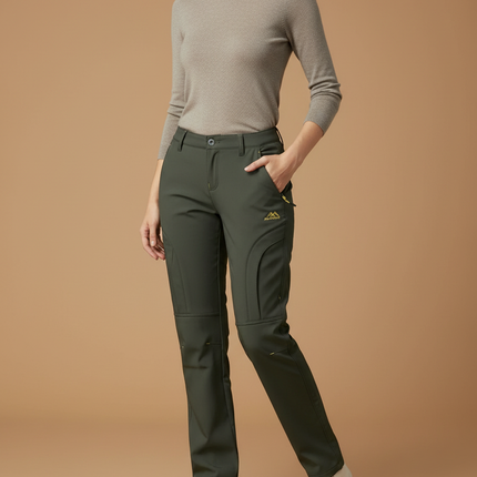 Pantalon Cargo Femme Vert Imperméable Randonnée Polaire - Kaki Polyester