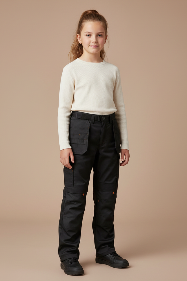 Pantalon Cargo Noir Ample Fille Multi-Poches - Toile