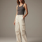 Pantalon Cargo Écru Ample Multipoches Décontracté - Beige Toile