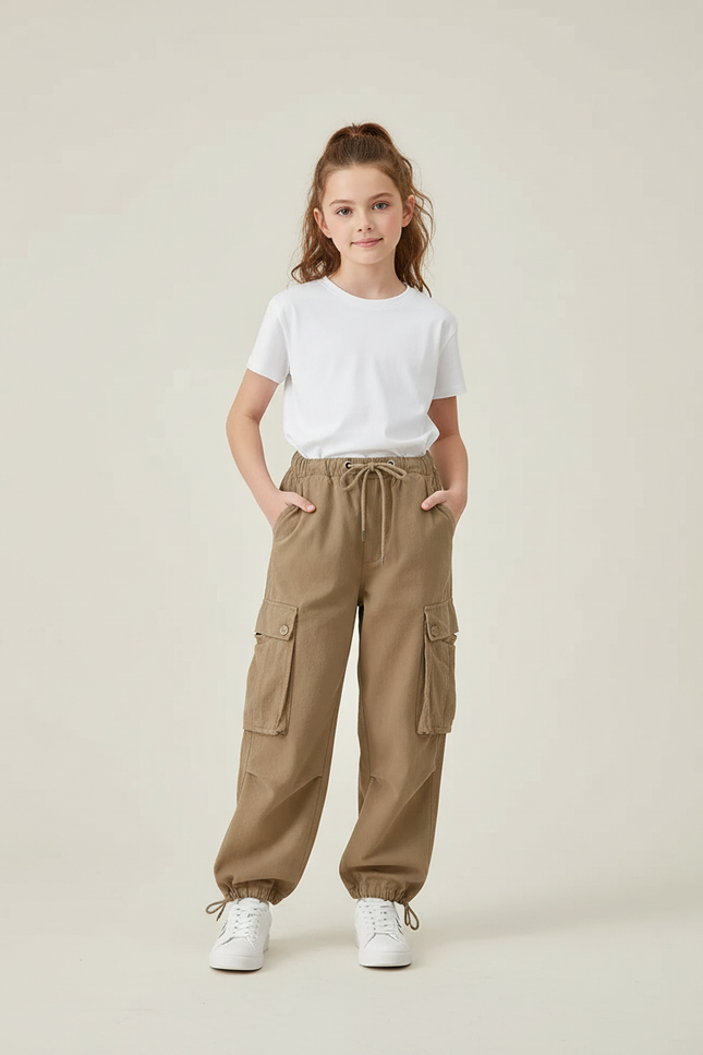 Pantalon Cargo Fille Kaki Jogger - Toile