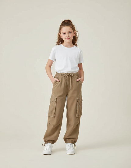 Pantalon Cargo Fille Kaki Jogger - Toile
