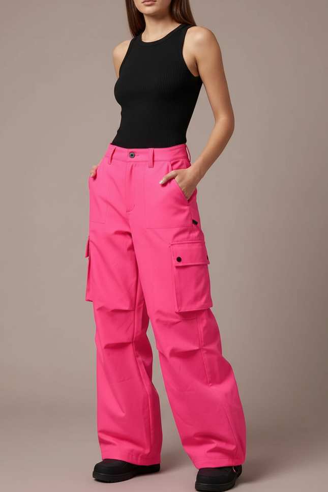 Pantalon De Ski Cargo - Rose Polyester