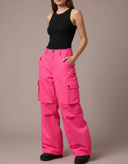 Pantalon De Ski Cargo - Rose Polyester