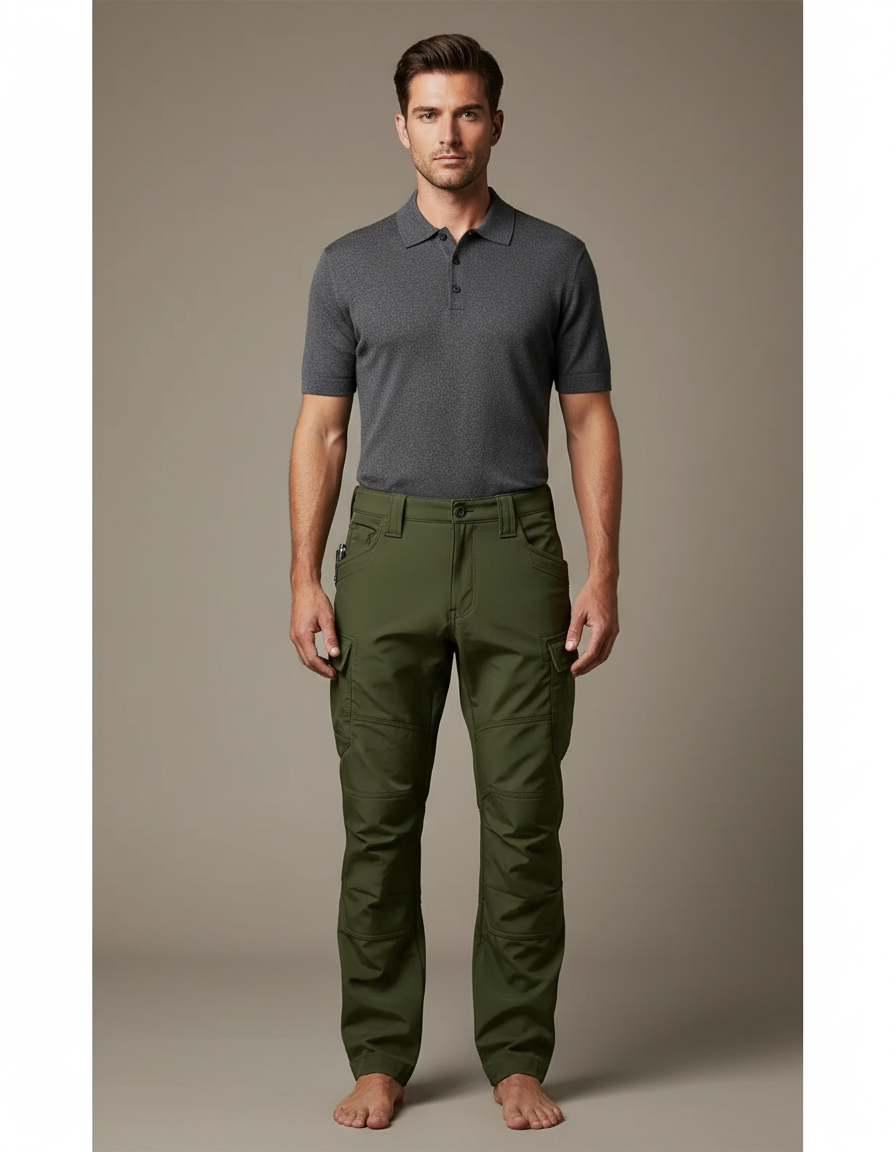 Pantalon Cargo Softshell - Kaki Polyester