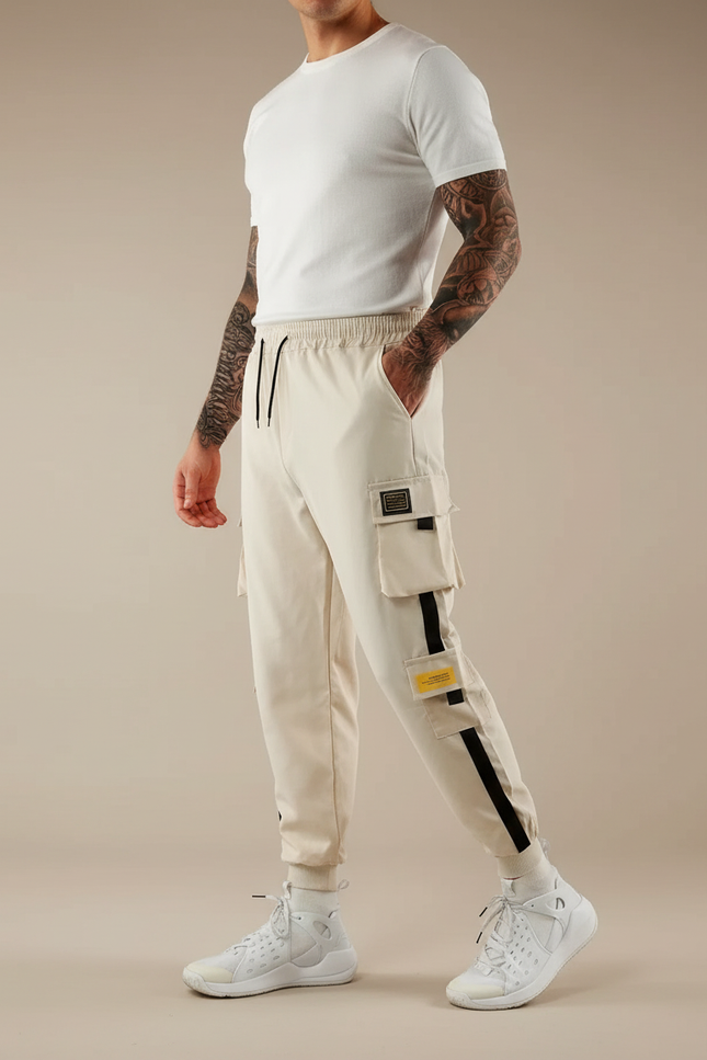 Pantalon Cargo Blanc Cassé - Beige Polyester