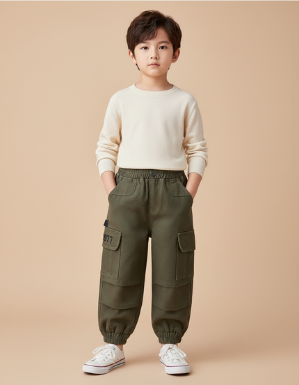 Pantalon Cargo Bébé - Kaki Molleton