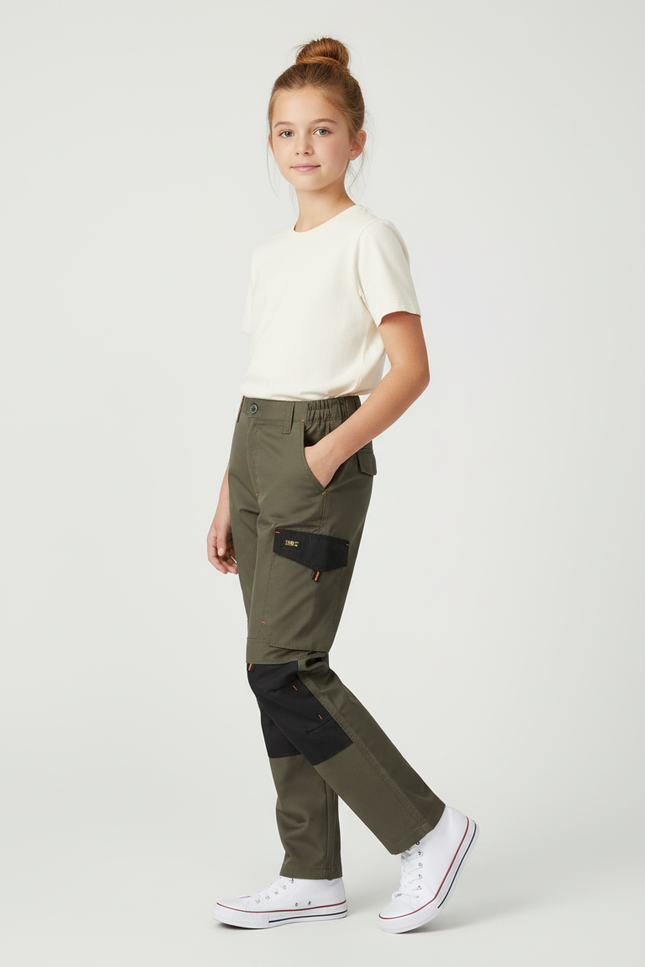 Pantalon Cargo Kaki Enfant, Robuste, Décontracté, Multi-poches - Toile