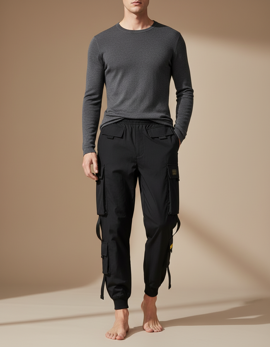 Pantalon Cargo En Nylon - Noir Polyester