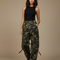 Pantalon Cargo Camouflage Ample Décontracté Femme - Kaki Toile