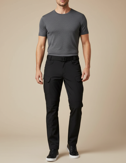 Pantalon Cargo Noir Homme Multipoches Tactique Décontracté - Polyester