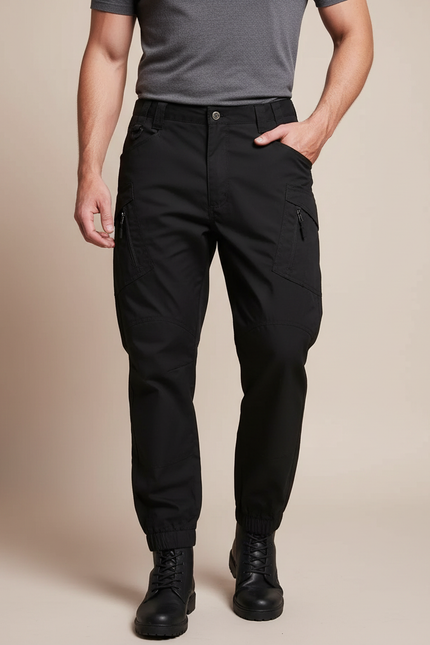 Pantalon Cargo Noir Homme Jogger Multi-Poches Tactique - Polyester