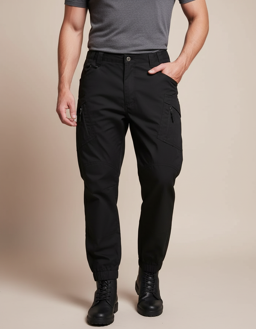 Pantalon Cargo Noir Homme Jogger Multi-Poches Tactique - Polyester