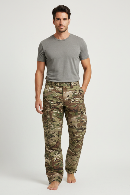 Pantalon Cargo Camouflage Militaire Tactique Décontracté Multipoches - Multicolore Toile