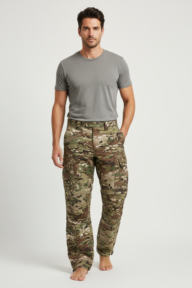 Pantalon Cargo Camouflage Militaire Tactique Décontracté Multipoches - Multicolore Toile