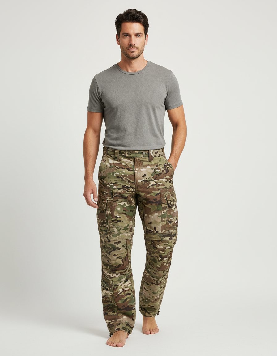 Pantalon Cargo Camouflage Militaire Tactique Décontracté Multipoches - Multicolore Toile