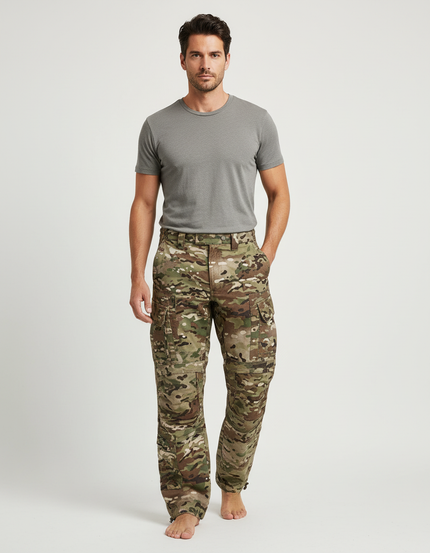 Pantalon Cargo Camouflage Militaire Tactique Décontracté Multipoches - Multicolore Toile