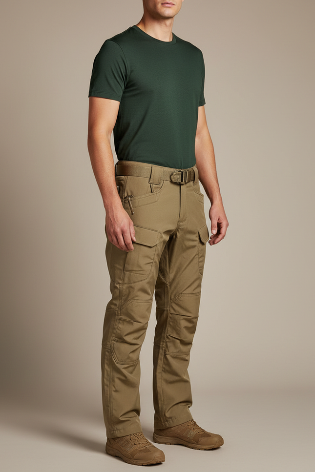 Pantalon Cargo Tactique Kaki Robuste Multipoches Homme - Polyester