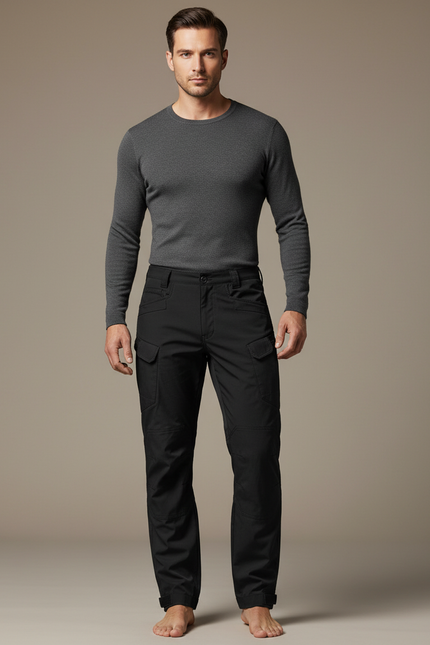 Pantalon Cargo Noir Homme Tactique Multi-Poches Résistant - Polyester