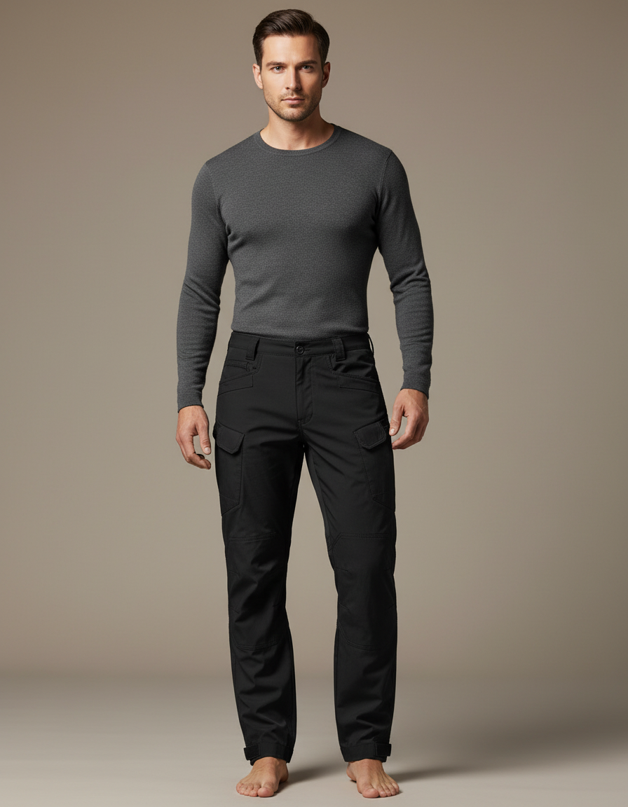 Pantalon Cargo Noir Homme Tactique Multi-Poches Résistant - Polyester