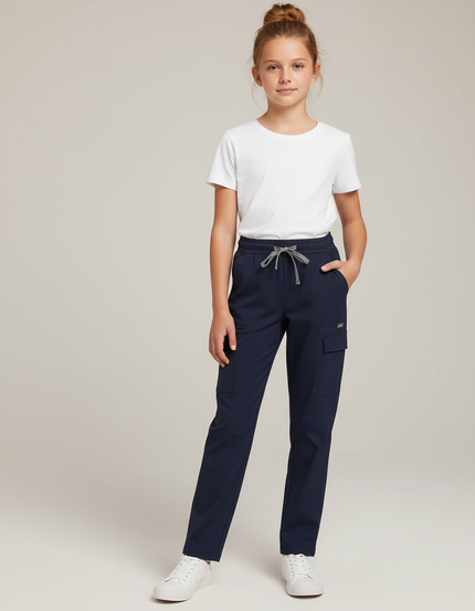 Pantalon Cargo Bleu Marine Cordon Élastique Enfant - Polyester