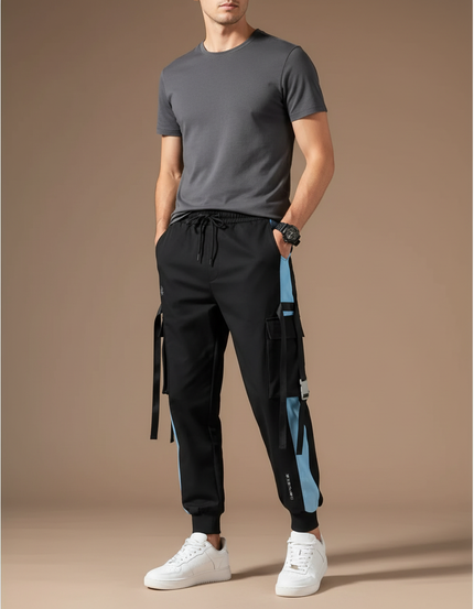 Pantalon Cargo Avec Sangle Homme - Noir Polyester