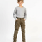 Pantalon Cargo Kaki Enfant Slim Multipoches Motard - Toile