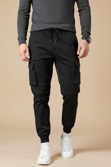 Pantalon Cargo Avec Cordon - Noir Gabardine