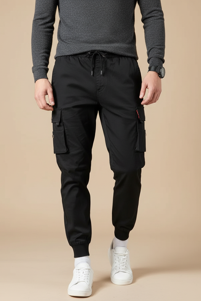 Pantalon Cargo Avec Cordon - Noir Gabardine