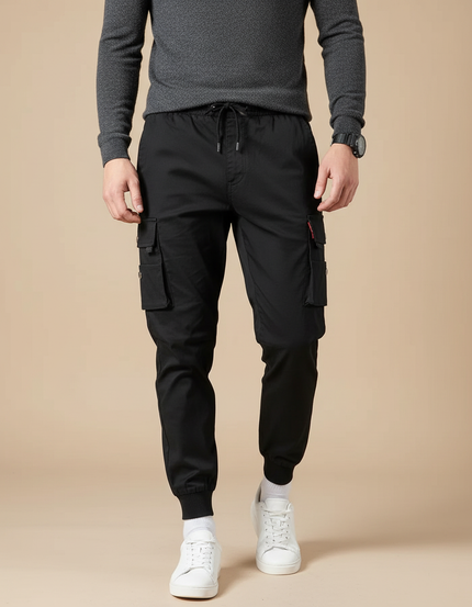 Pantalon Cargo Avec Cordon - Noir Gabardine