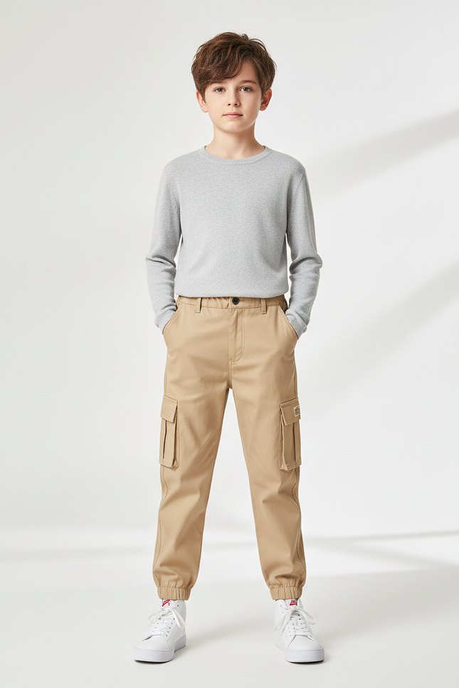 Pantalon Cargo Beige Décontracté Multipoches Enfant - Coton