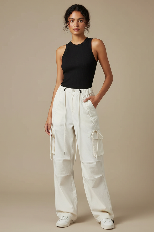 Pantalon Blanc Cargo - Toile
