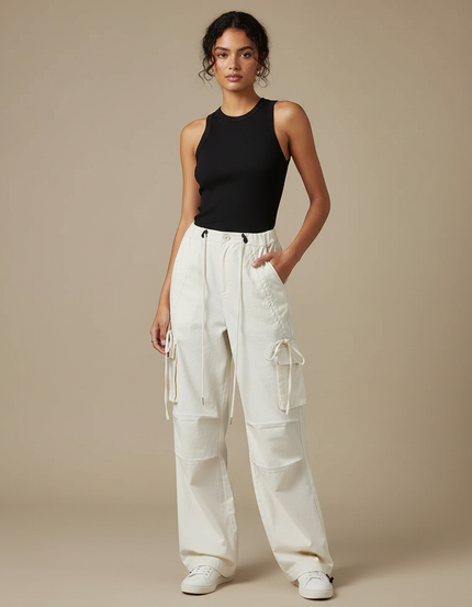 Pantalon Blanc Cargo - Toile