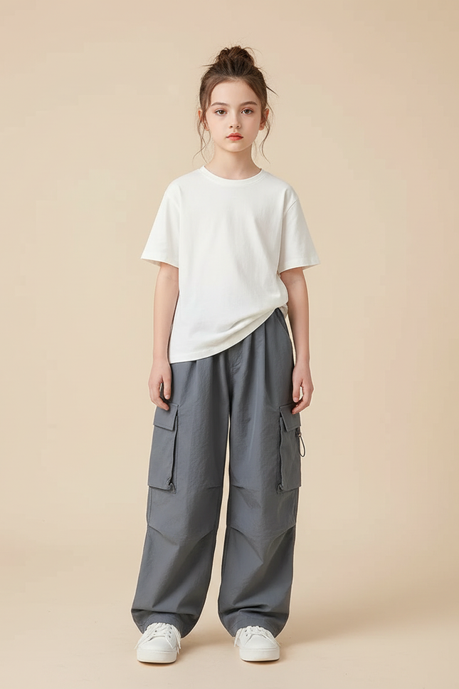 Pantalon Cargo Fille Gris Parachute - Polyester