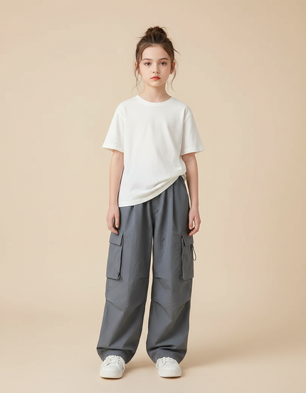 Pantalon Cargo Fille Gris Parachute - Polyester