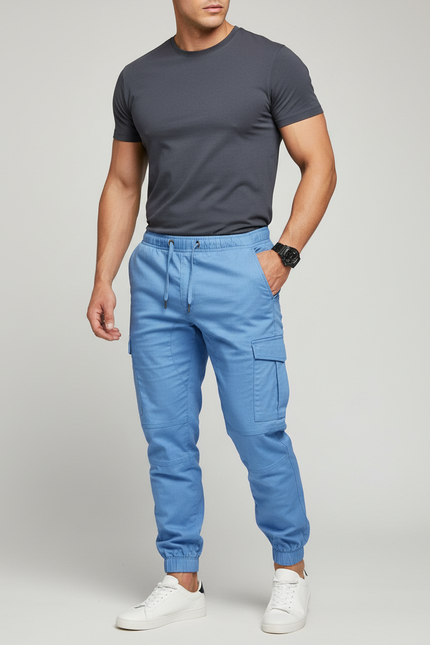 Pantalon Cargo Bleu Ciel - Toile
