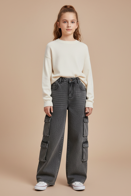 Pantalon Cargo Junior - Gris Jean