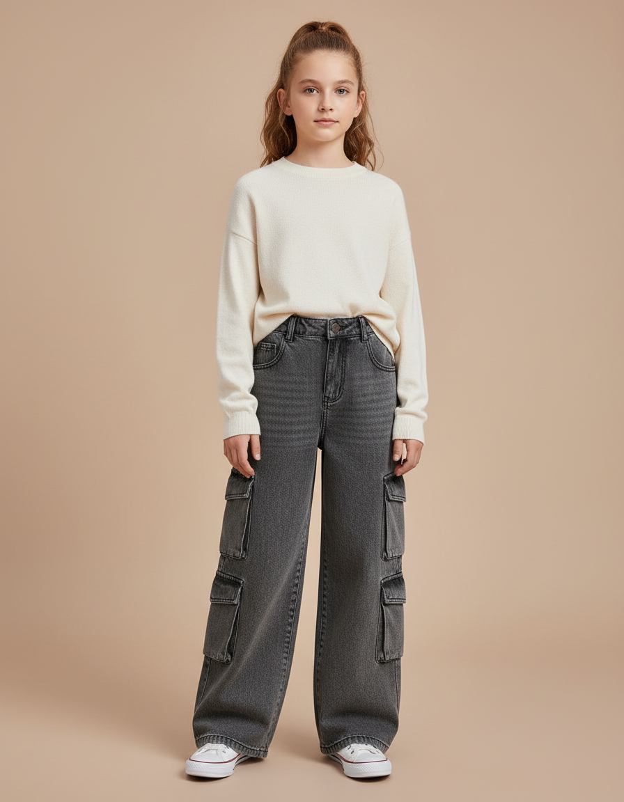 Pantalon Cargo Junior - Gris Jean